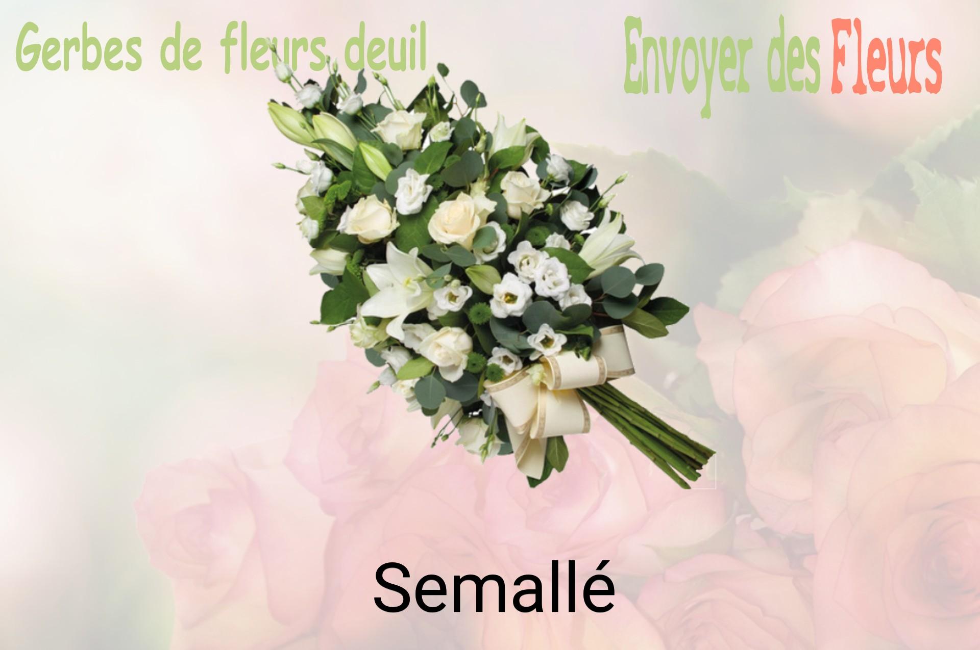 Gerbe de fleurs de deuil livrée à Semallé